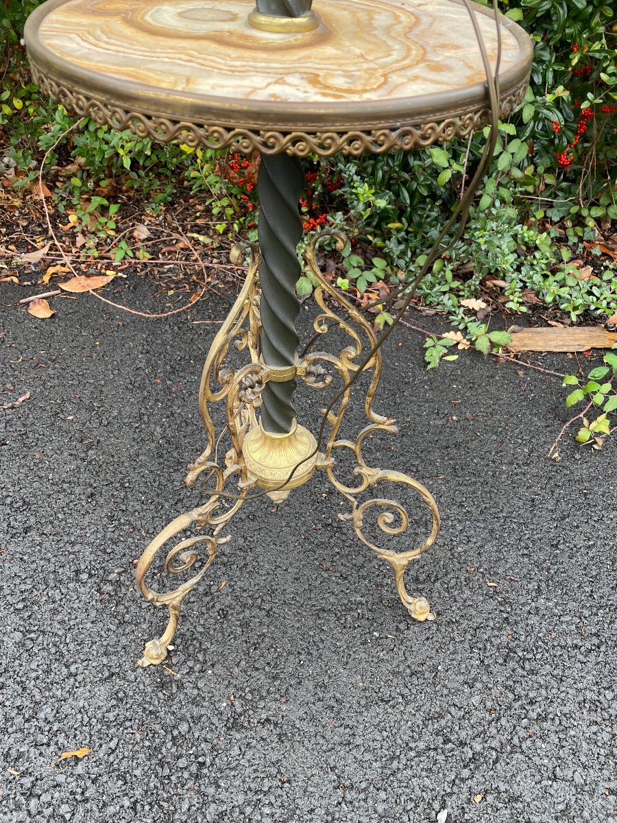 Gilt Bronze And Onyx Smoking Pedestal-photo-6