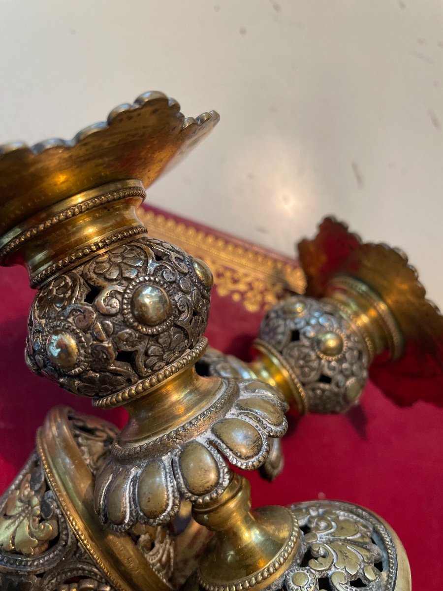 Pair Of Silver And Bronze Candlesticks-photo-1