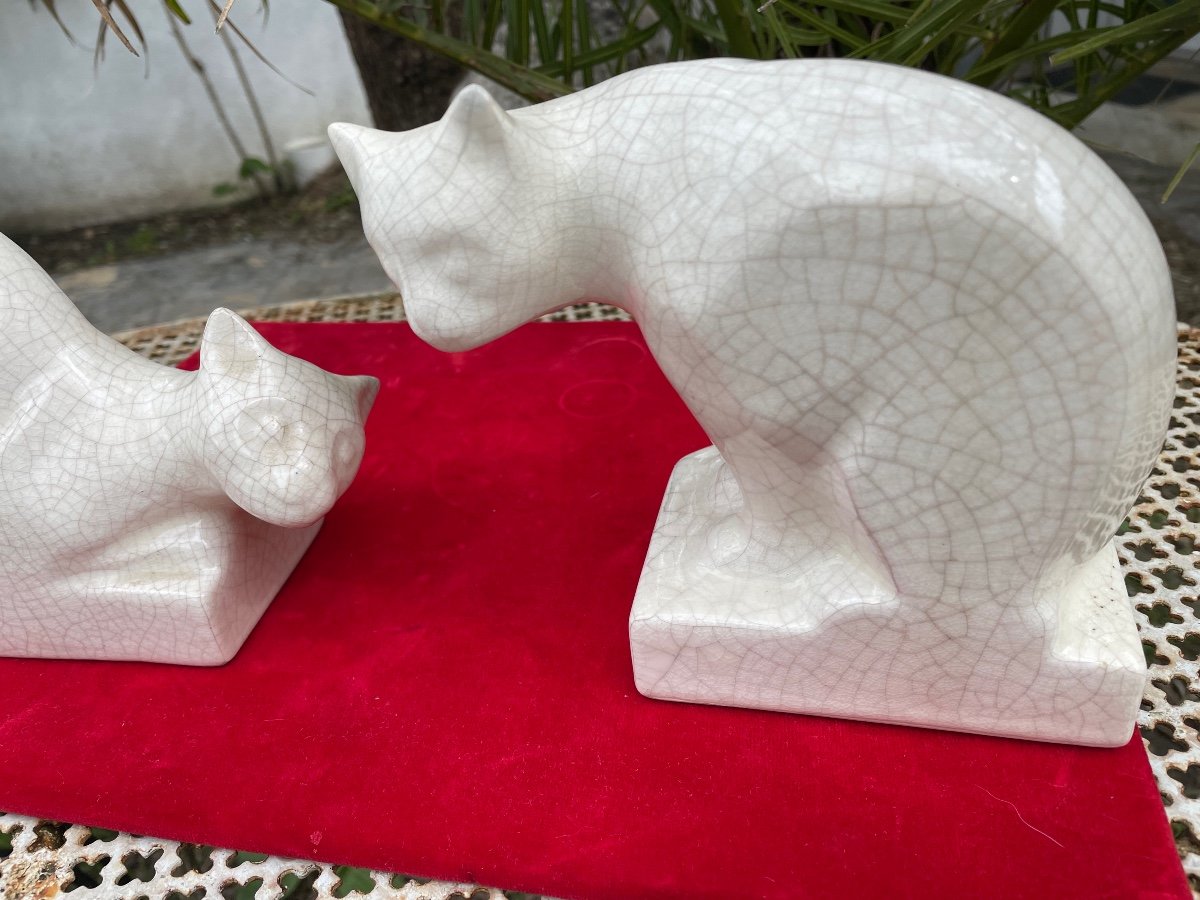 Couple Of Cats In Cracked Enamel Bookends-photo-7