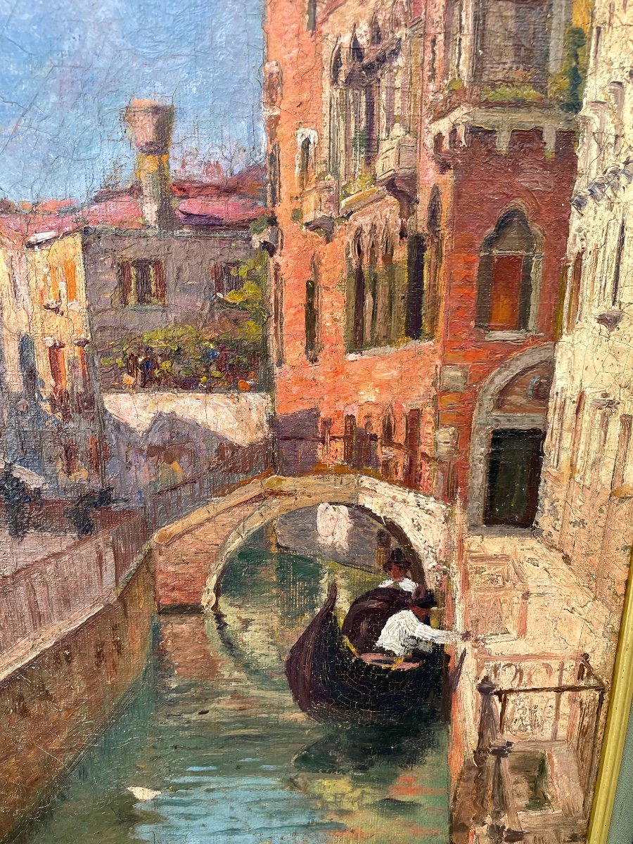 Little Canal And Gondolier In Venice