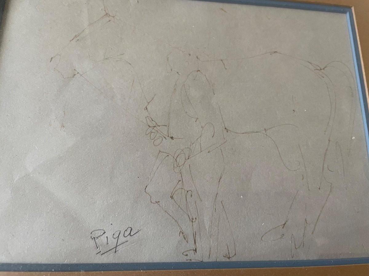 Encre Cheval Et Son écuyer De Piga -photo-2