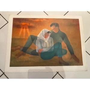 Lithograph By Louis Toffoli: The Lovers