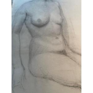 Sitting Female Naked Woman Drawing