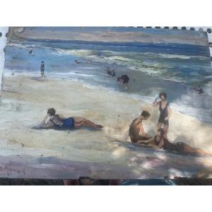 The Beach And Its Bathers By Claude Bernard