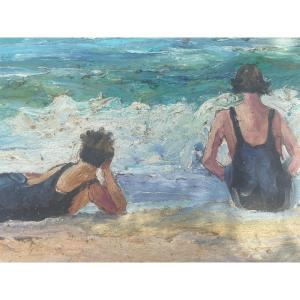 Two Bathers By The Sea