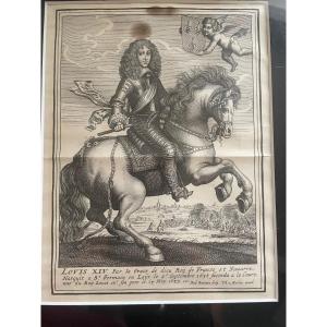 Gravure De Louis XIV à Cheval 