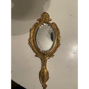 Gilded Bronze Hand Face Mirror