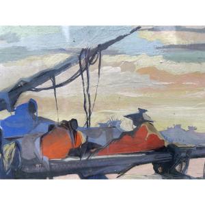 Africanist Gouache The Fishermen