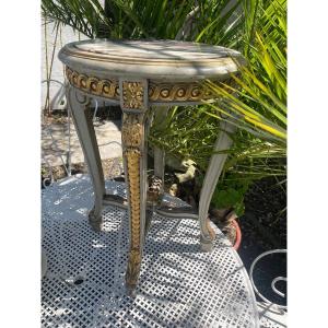 Lacquered Golden Wood Pedestal Table 