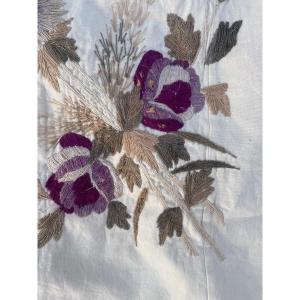 Grande Tenture Broderie Chinoise Oiseaux Et Fleurs 