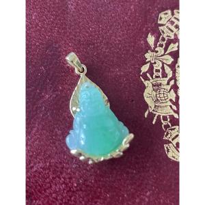 Pendentif Boudha jade et or 