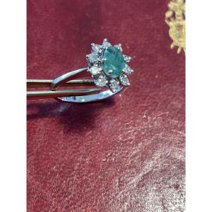 Bague or : émeraude et brillants 
