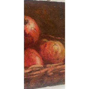 Corbeille rotin et pommes 