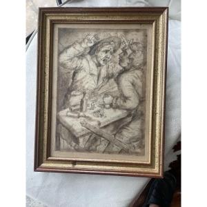 Dessin scène d’auberge 
