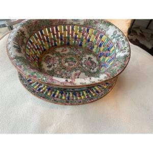 Corbeille et plat porcelaine de Canton 