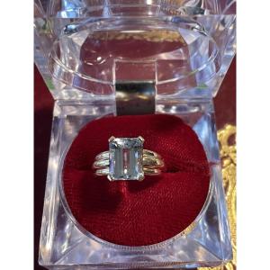 Bague or et Aigue marine 