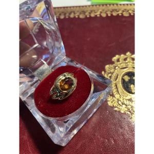 Bague or et citrine 