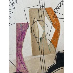 Huile et collages de À .Huberti 