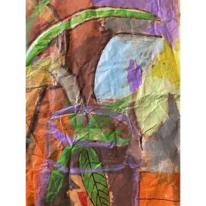 Tableau huile papier  froissé de Georges Terzian 