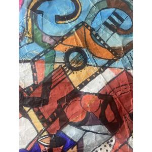 Large Oil Painting By Georges Terzian 