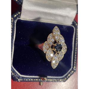 Gold, Sapphire, And Diamond Ring 