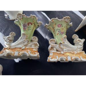 Pair Of Paris Porcelain Cornucopias 