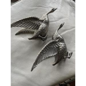 Paire d’oies en argent 