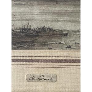 Dessin à l’encre : la ferme et les enfants 