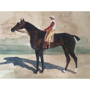 Racehorse And Its Jockey 