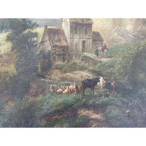 Tableau paysage animé de Coignet 