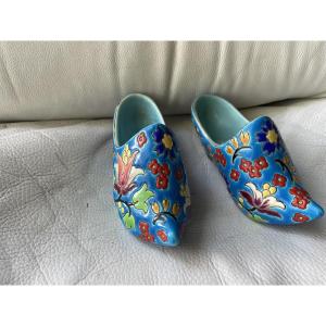 Pair Of Longwy Enamel Clogs 