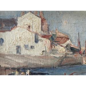 Village côtier avec ses barques de pêche de Berthy Hainaut 