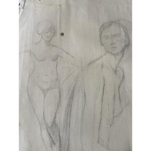 Dessins de trois nues féminins 