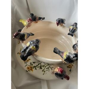 Vasque aux oiseaux faïence 