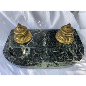 Marble And Gilt Bronze Inkwell 19th Century