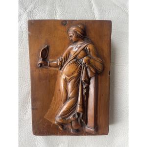 Table Sculpture Wood Goddess With Mirror