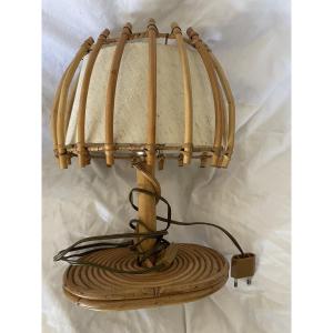 Rattan Lamp By Louis Sognot 