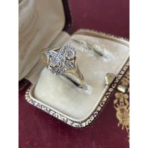 Bague or et roses diamants