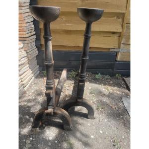 Pair Of Large Andirons From The Southwest 