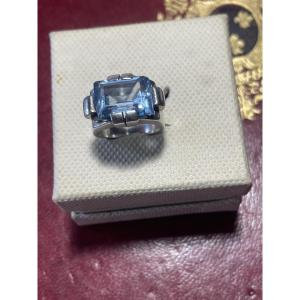 Silver Ring With Aquamarine 