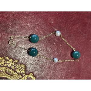 18-karat Gold Bracelet With Fine Pearls And Jade 