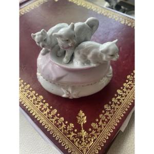 Boîte à bijoux porcelaine aux 3 chatons