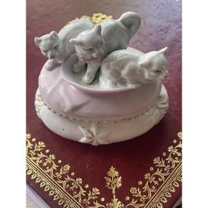 Boîte à bijoux porcelaine aux 3 chatons