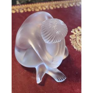 Lalique "crouching Woman" Crystal Figure