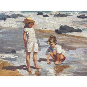 Tableau russe enfants à la plage