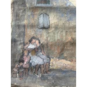 Mères et enfants au village