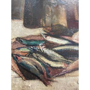 Still Life With Herring By Boletti Carlo