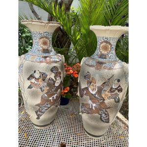 Pair Of Satsuma Vases Japan