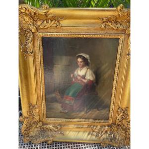 Young Girl With Stool And Knot