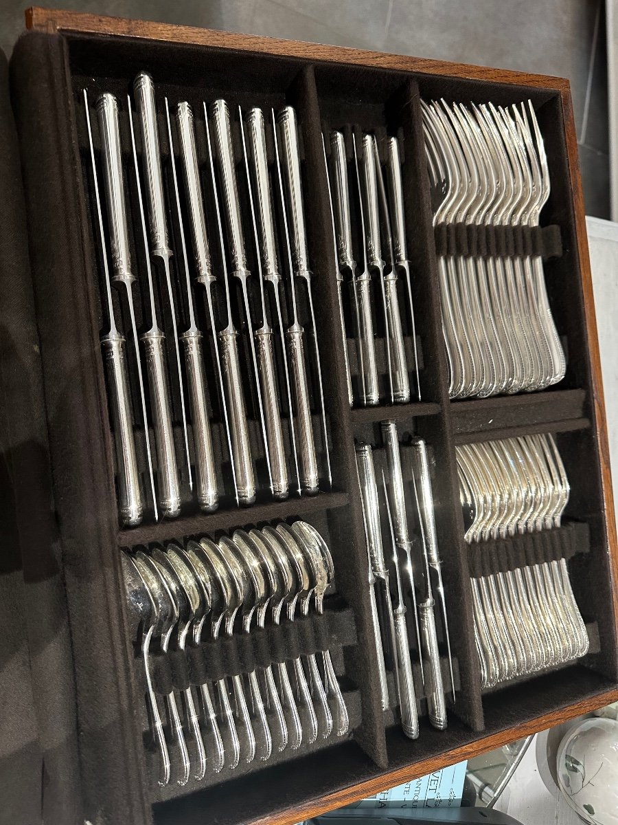 Cutlery Set Christofle Model Malmaison 133 Pieces-photo-4